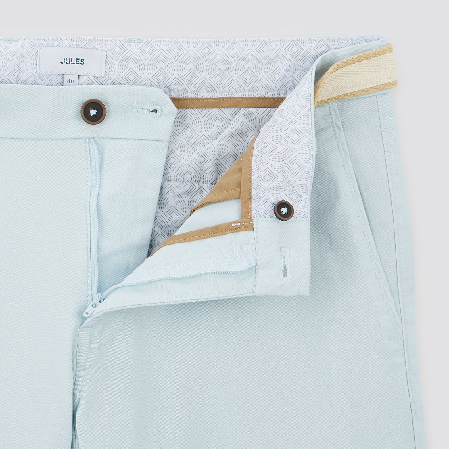 Bermuda chino uni avec ceinture Bleu clair