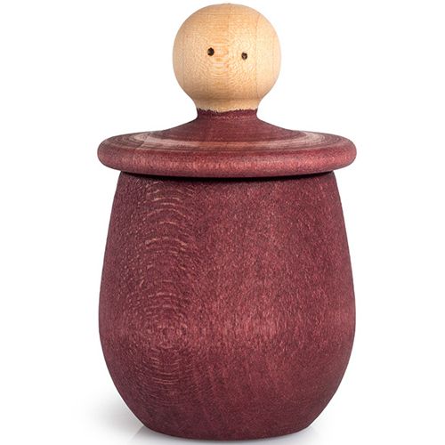 Grapat houten poppetje in bakje - rood