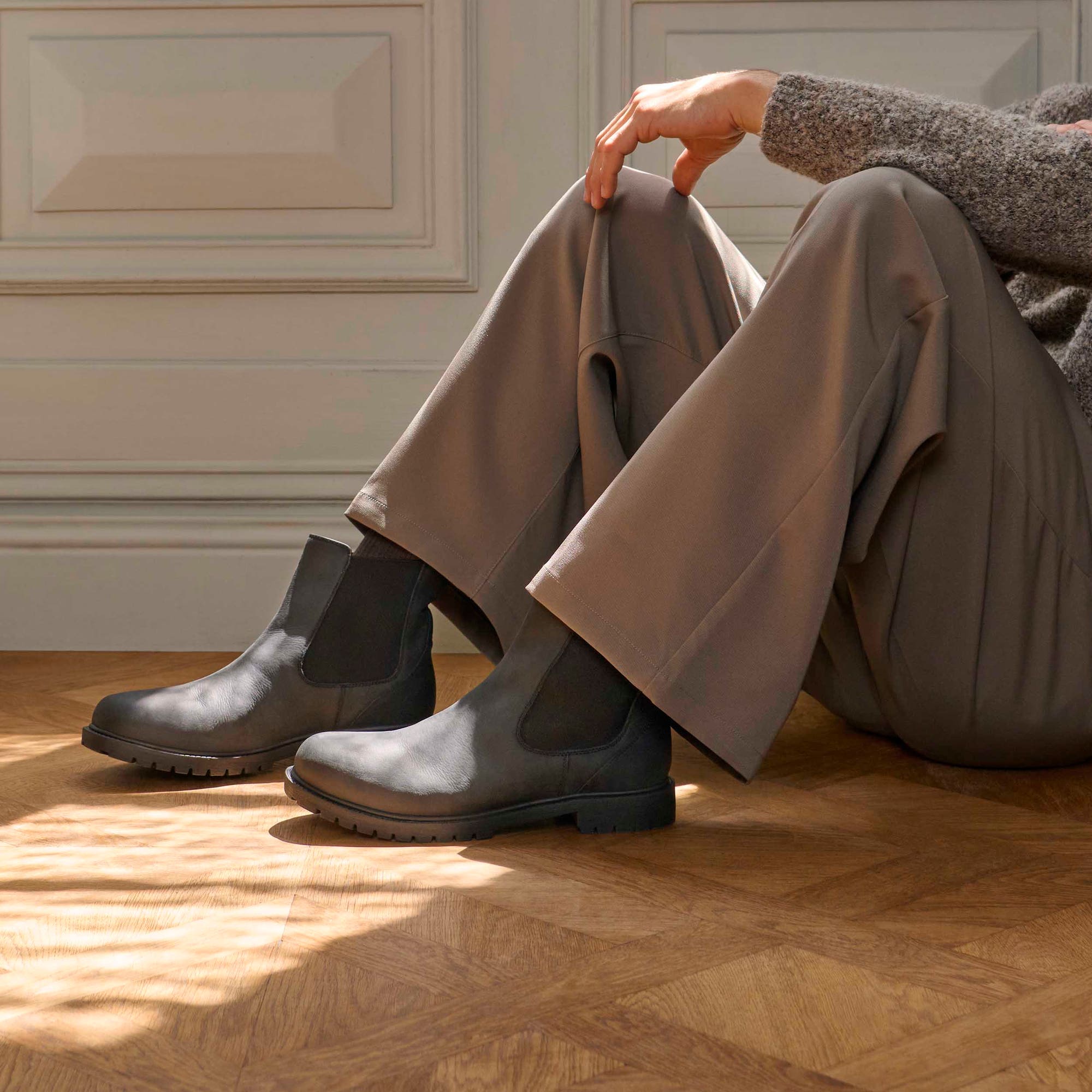 Boots chelsea Homme en cuir noir