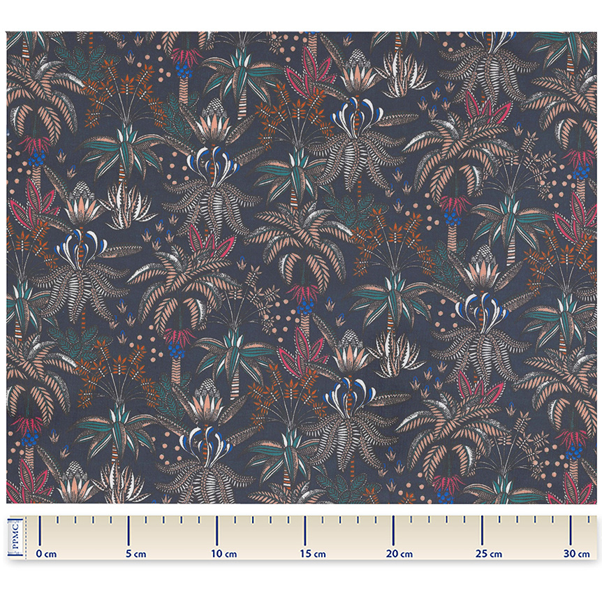 Tissu Enduit Au Mètre Ex2432 Foret Exotique Marine