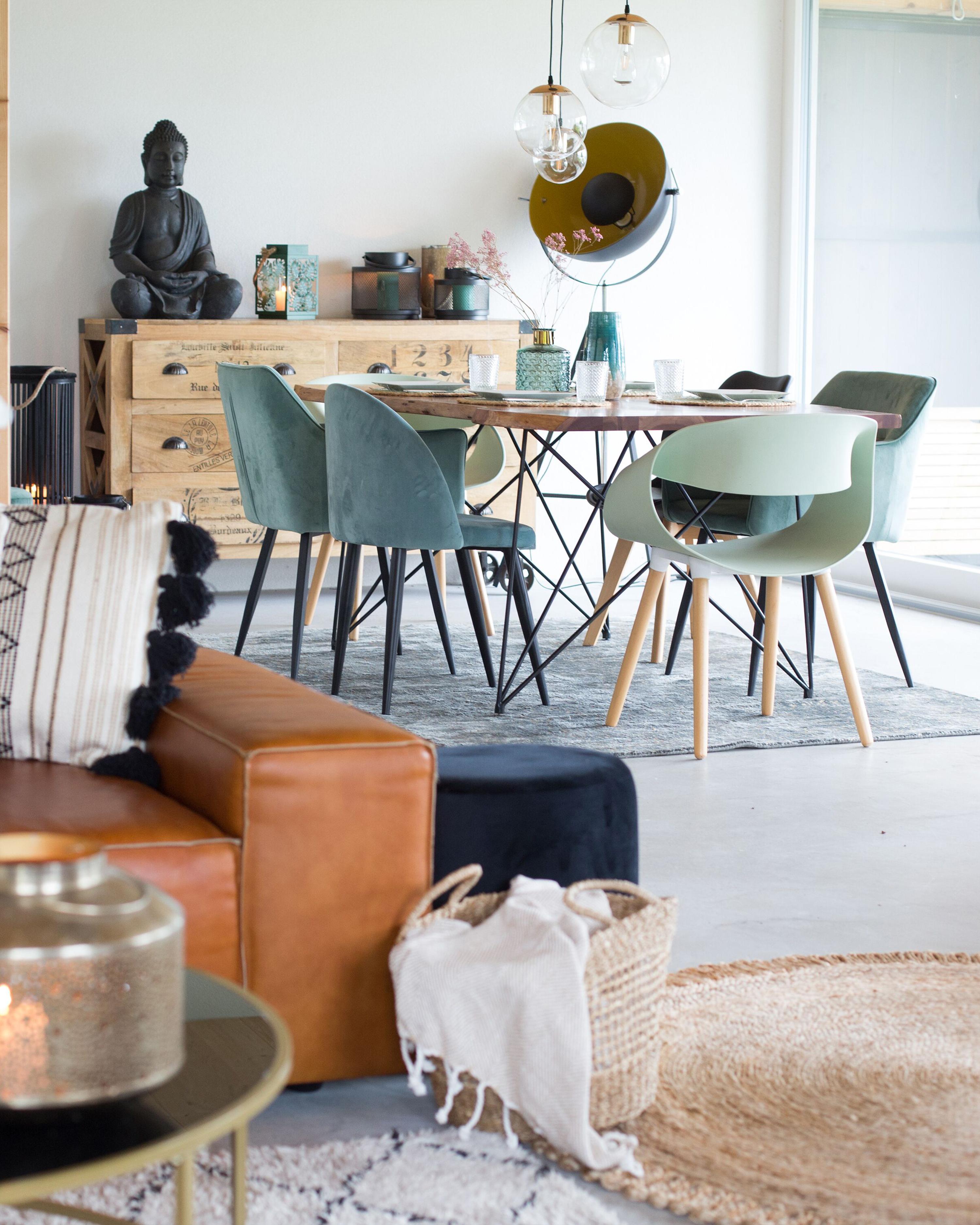 Set van 2 eetkamerstoelen VISALIA Fluweel Mintgroen