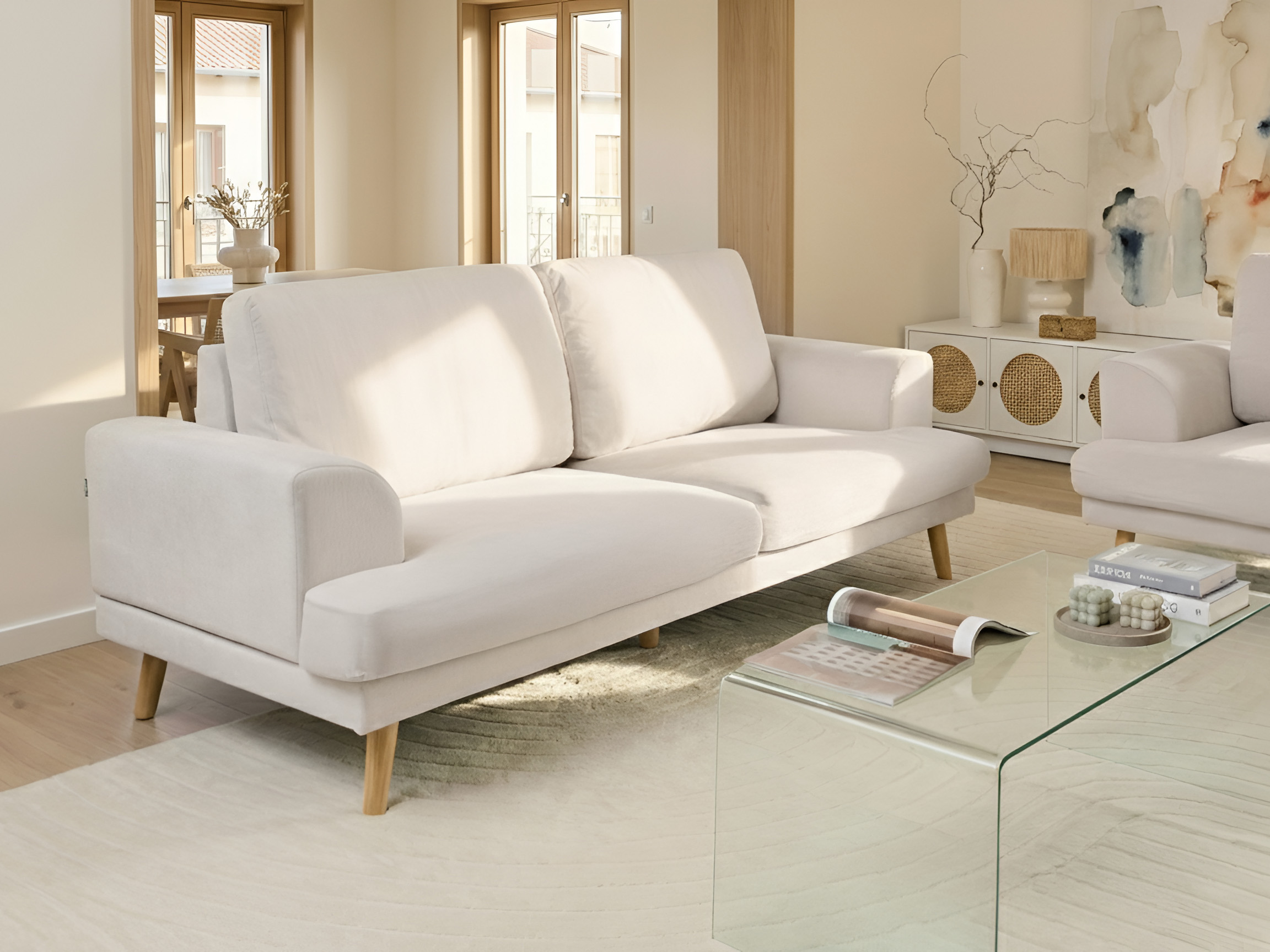 Bank 3-zits KILDAL Stof Lichtbeige