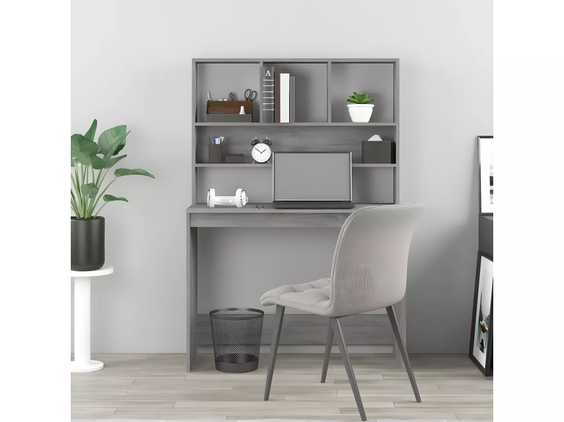 Bureau avec étagères Sonoma gris 102x45x148cm Bois d'ingénierie