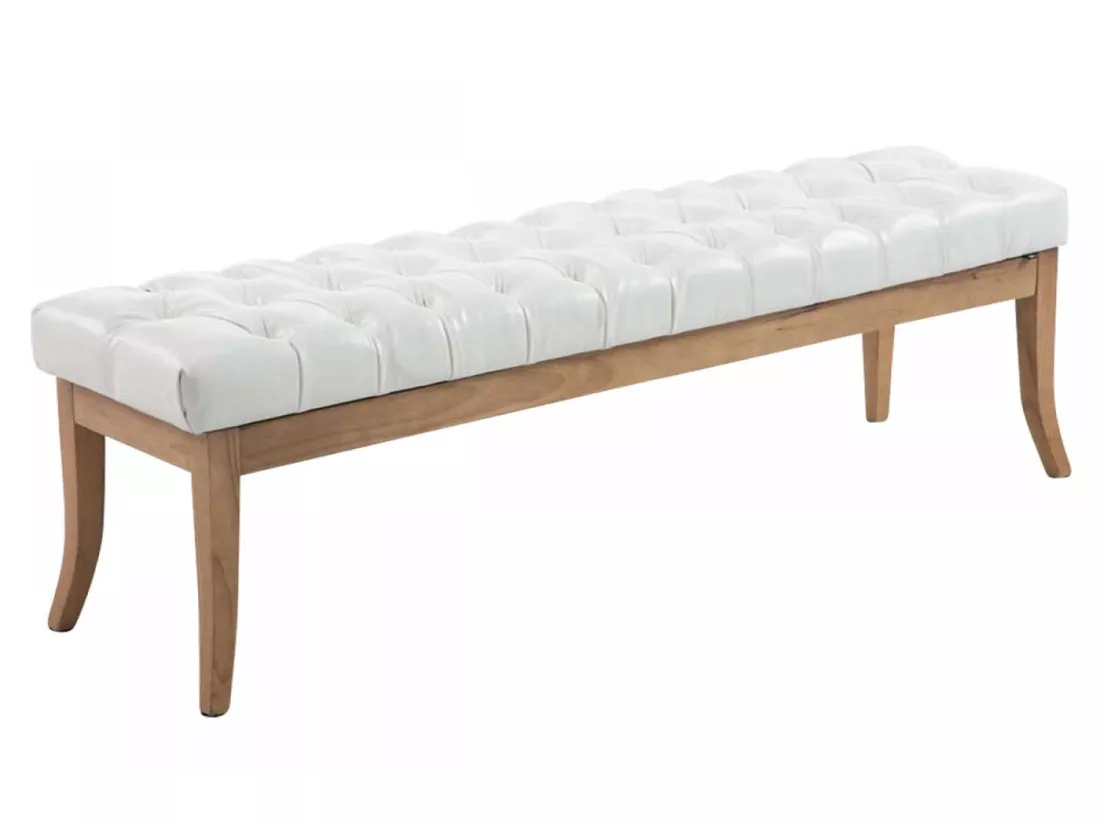 Banquette - Similicuir & Bois - Blanc - Ramses