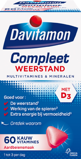Davitamon Compleet Weerstand Kauwvitamines Aardbei 60TB