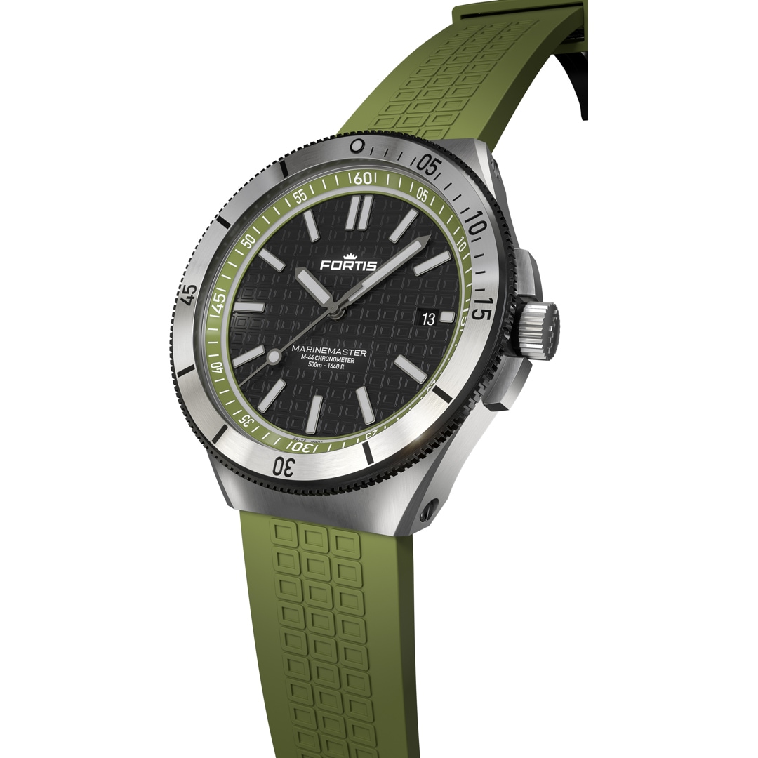 Fortis Marinemaster M-44 Chronometer Woodpecker Green Horizon Strap