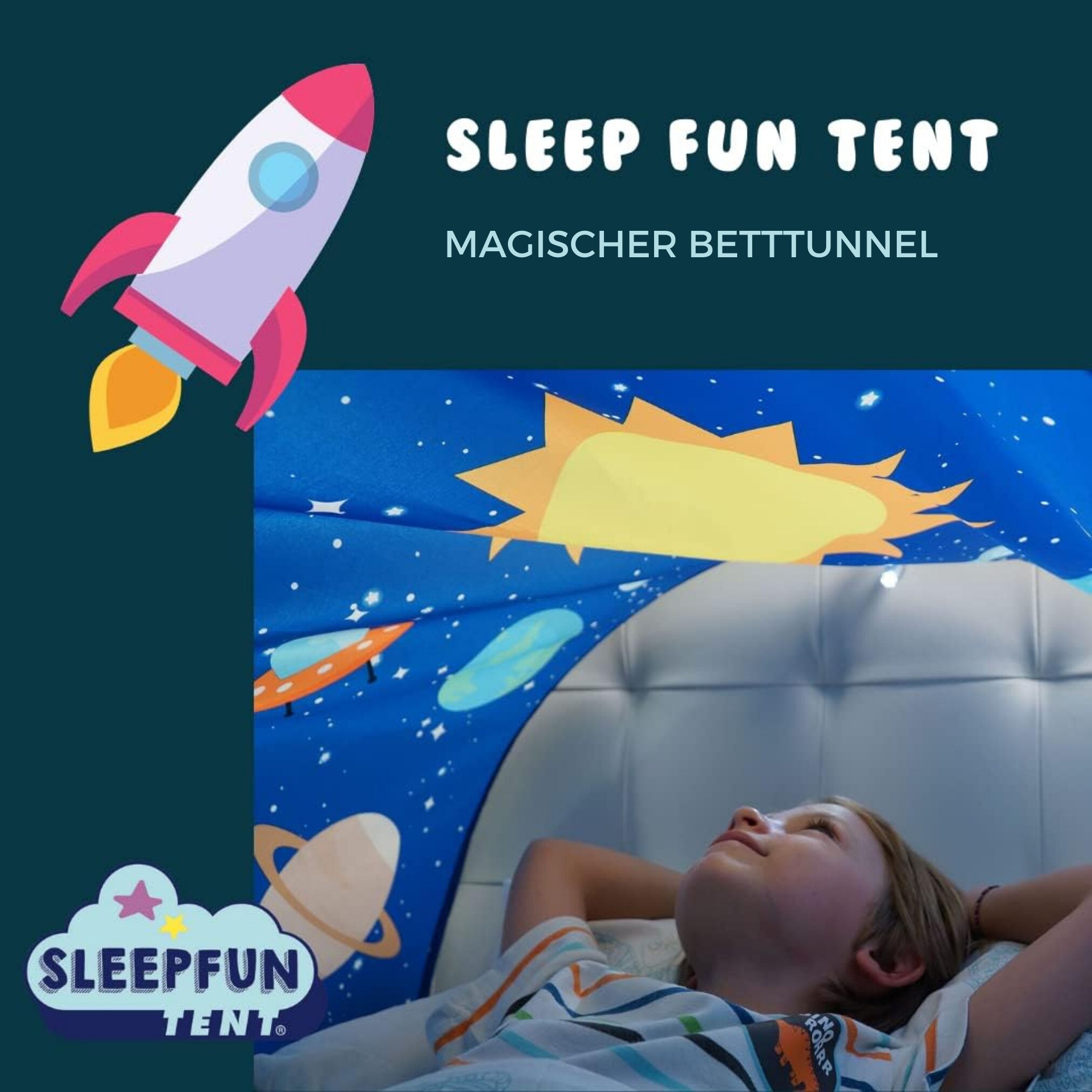 Sleepfun Tent® Betthimmel Pop up Zelt - Betttunnel Planet Party