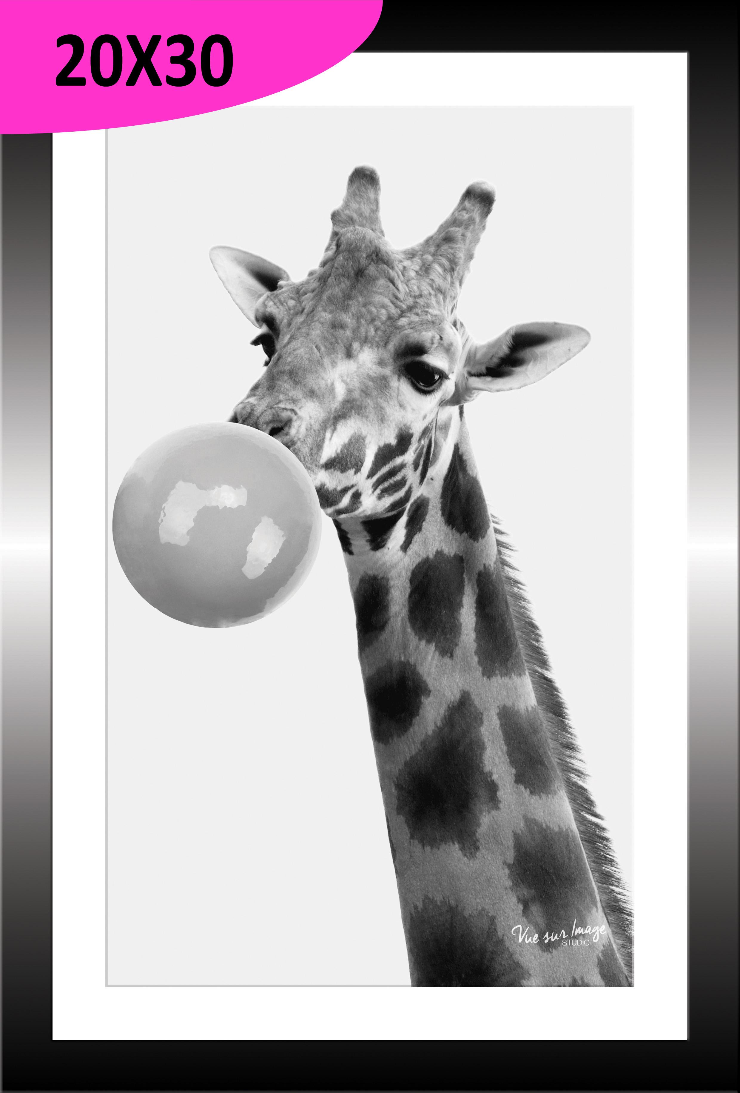 TABLEAU BAGUETTE NOIR GIRAFE 20X30CM