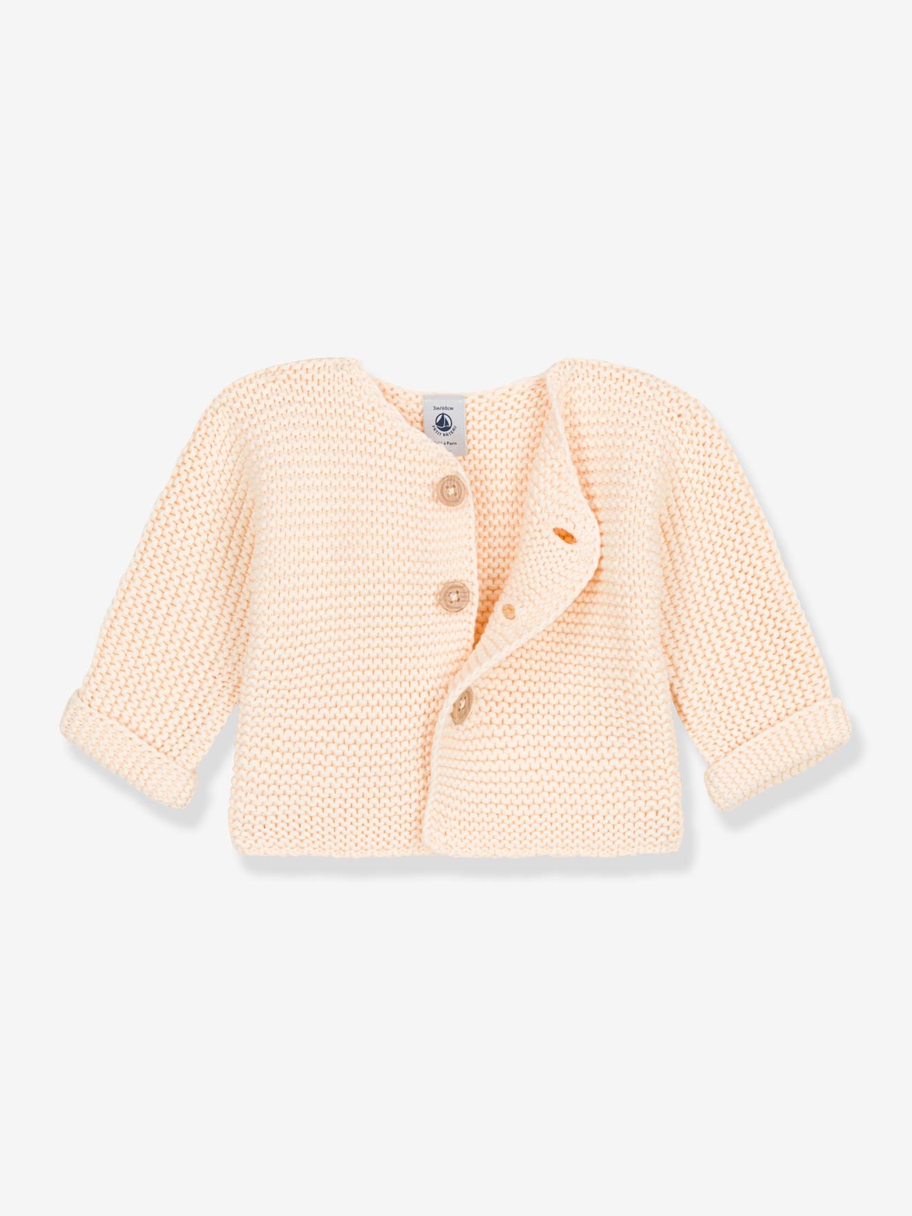 Casaquinho de malha felpudo de algodão orgânico para bebê PETIT BATEAU, branco