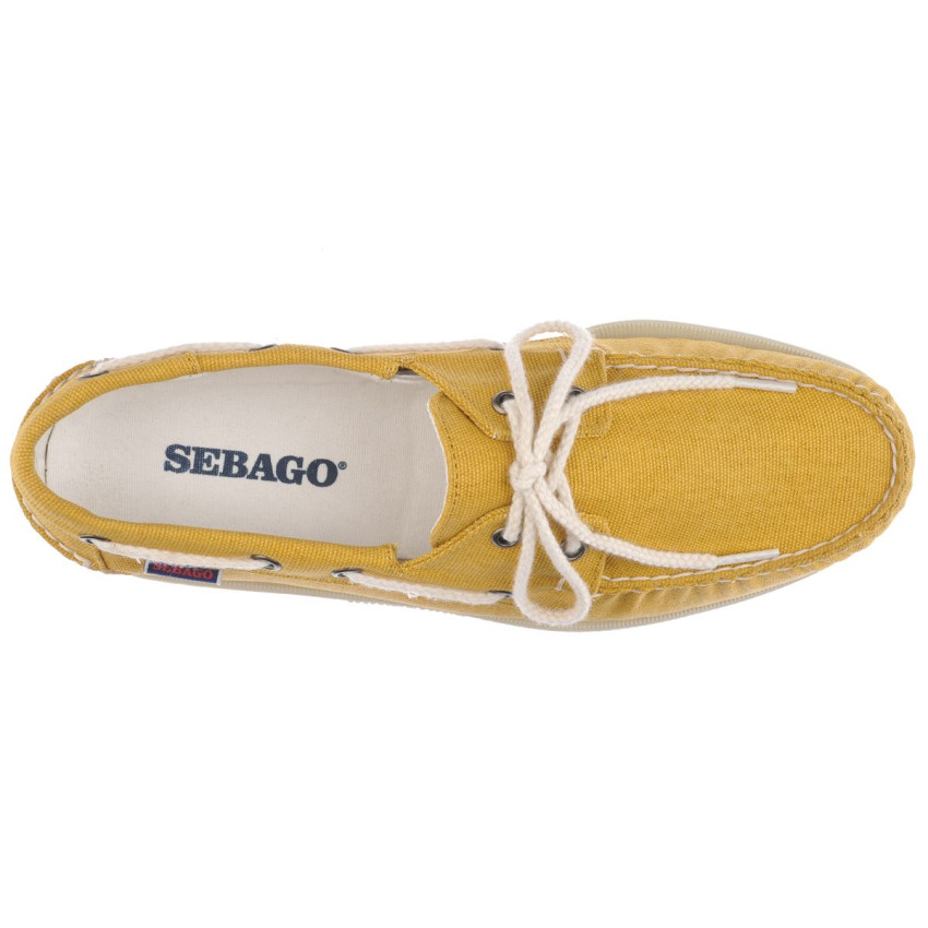 DOCKSIDES PORTLAND WASHED CANVAS YELLOW MUSTARD-Chaussures bateau pour homme en toile