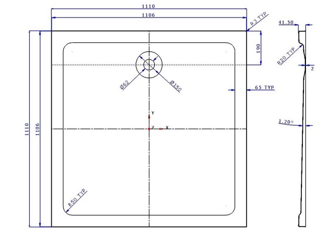 Eastbrook Volente douchebak 110x110cm composiet wit