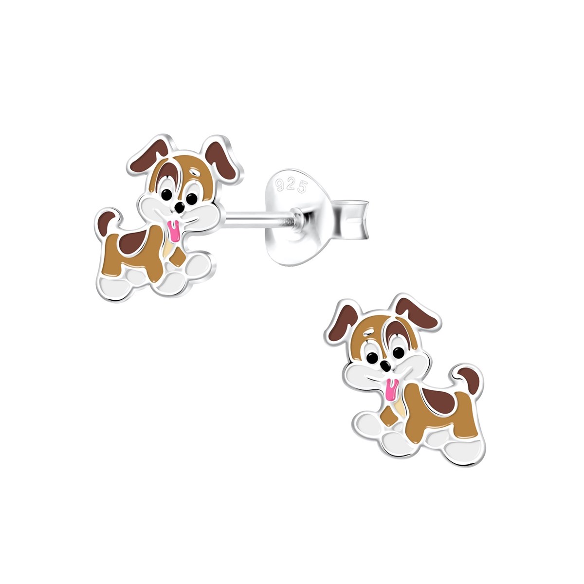 Boucles d'oreilles enfant chiot en argent 925