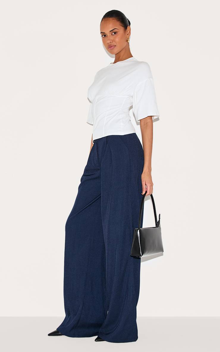 Blanc T-shirt Ajusté Avec Détail Froncé Au Buste