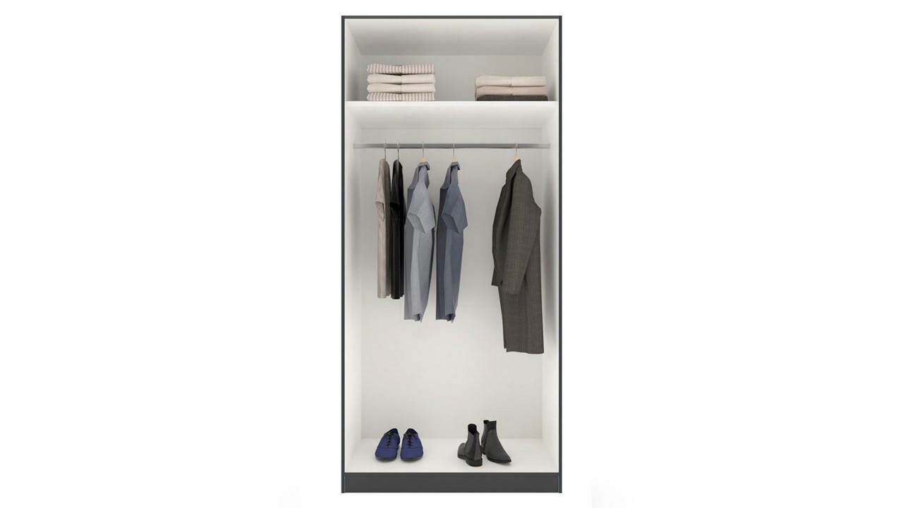 Draaideurkast Compact met hout- en spiegeldeuren antraciet mat