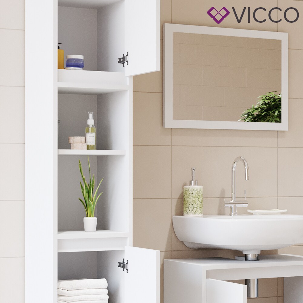 VICCO Badschrank EMMA Weiß Badezimmerschrank Hochschrank Badregal Schrank