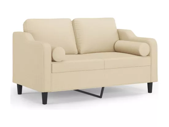 Canapé 2 places avec oreillers décoratifs crème 120 cm tissu