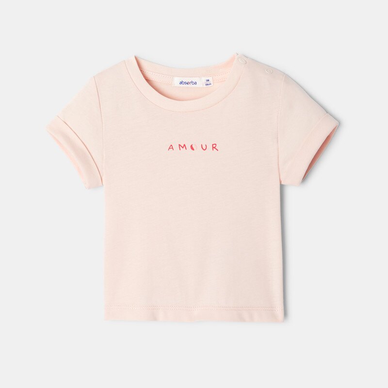 T-shirt manches courtes en coton bio rose mixte Absorba Rose