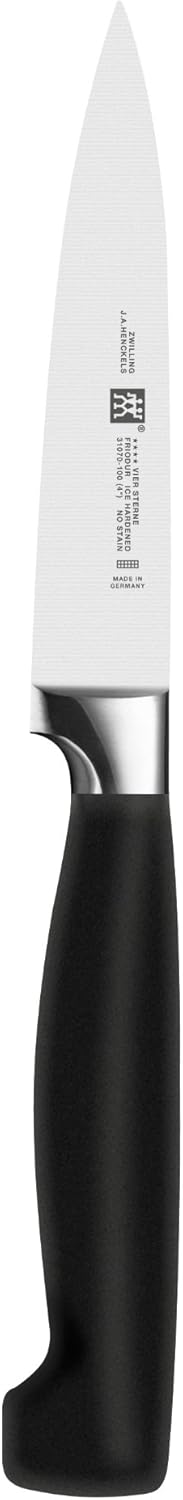 ZWILLING Vier Sterne Messerblock, 7-teilig, Holzblock Buche, Messer, Wetzstab und Schere, Rostfreier Spezialstahl/Ergonomischer Kunststoff-Griff, Schwarz [Made in Germany]