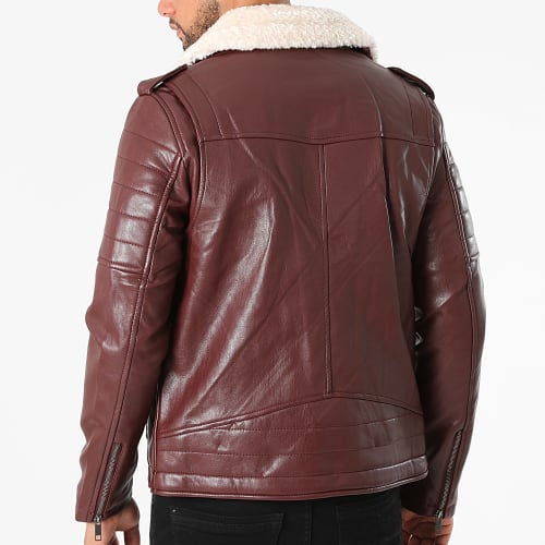 Veste Zippée Col Mouton Bordeaux