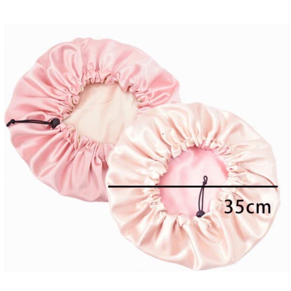 Sleeping Cap - Satin Hair Care Wedding Bonnet - Justerbar søvnhette rosa