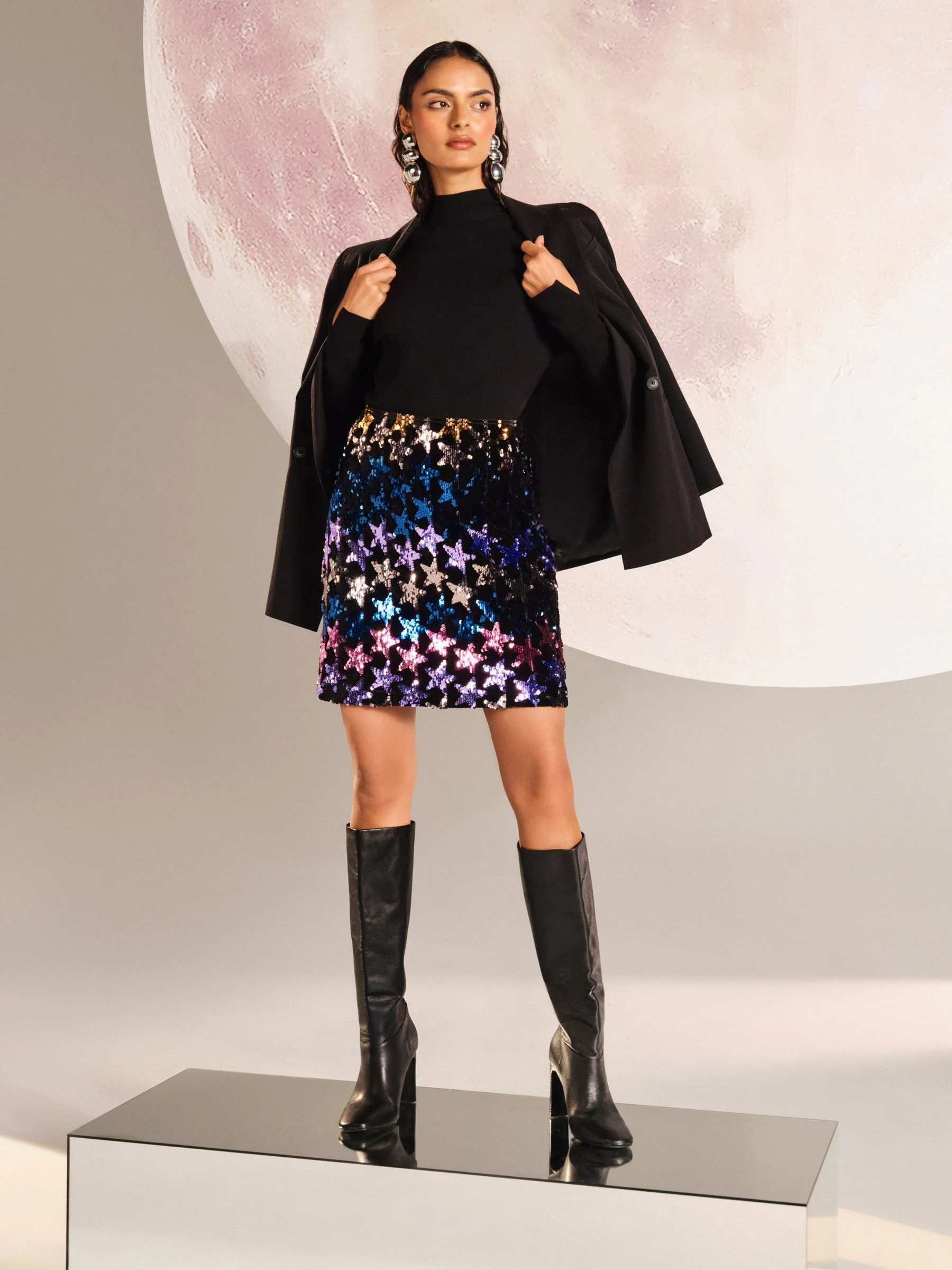 Love & Roses Celestial minirok met lovertjes