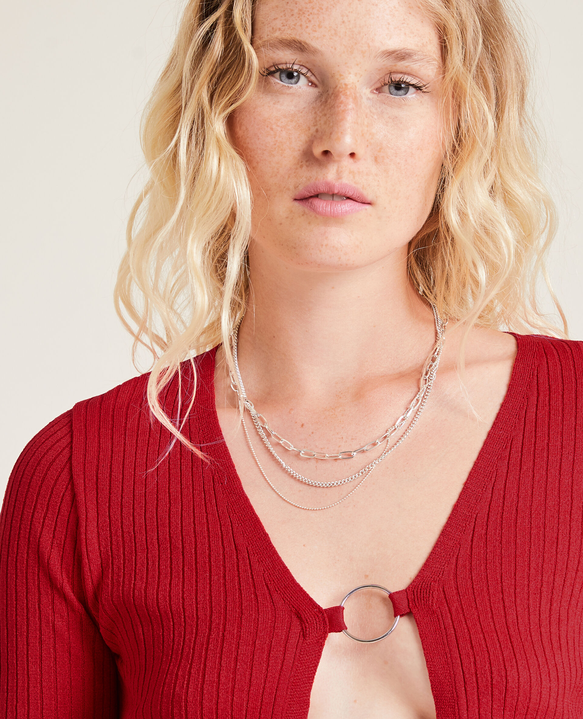 Gilet court avec anneau - Rouge