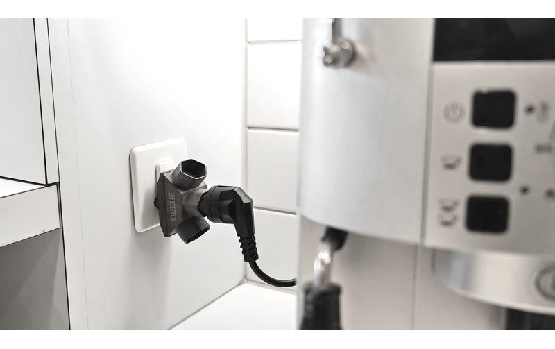 Abzweigstecker 3 x T13 aus Kaffeesatz, sterförmig – BraunCoffee Mehrfachadapter