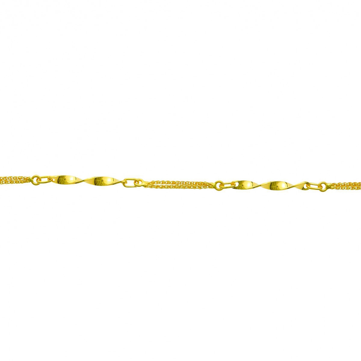 Bracelet Brillaxis deux rangs 3 motifs torsadés 18 K