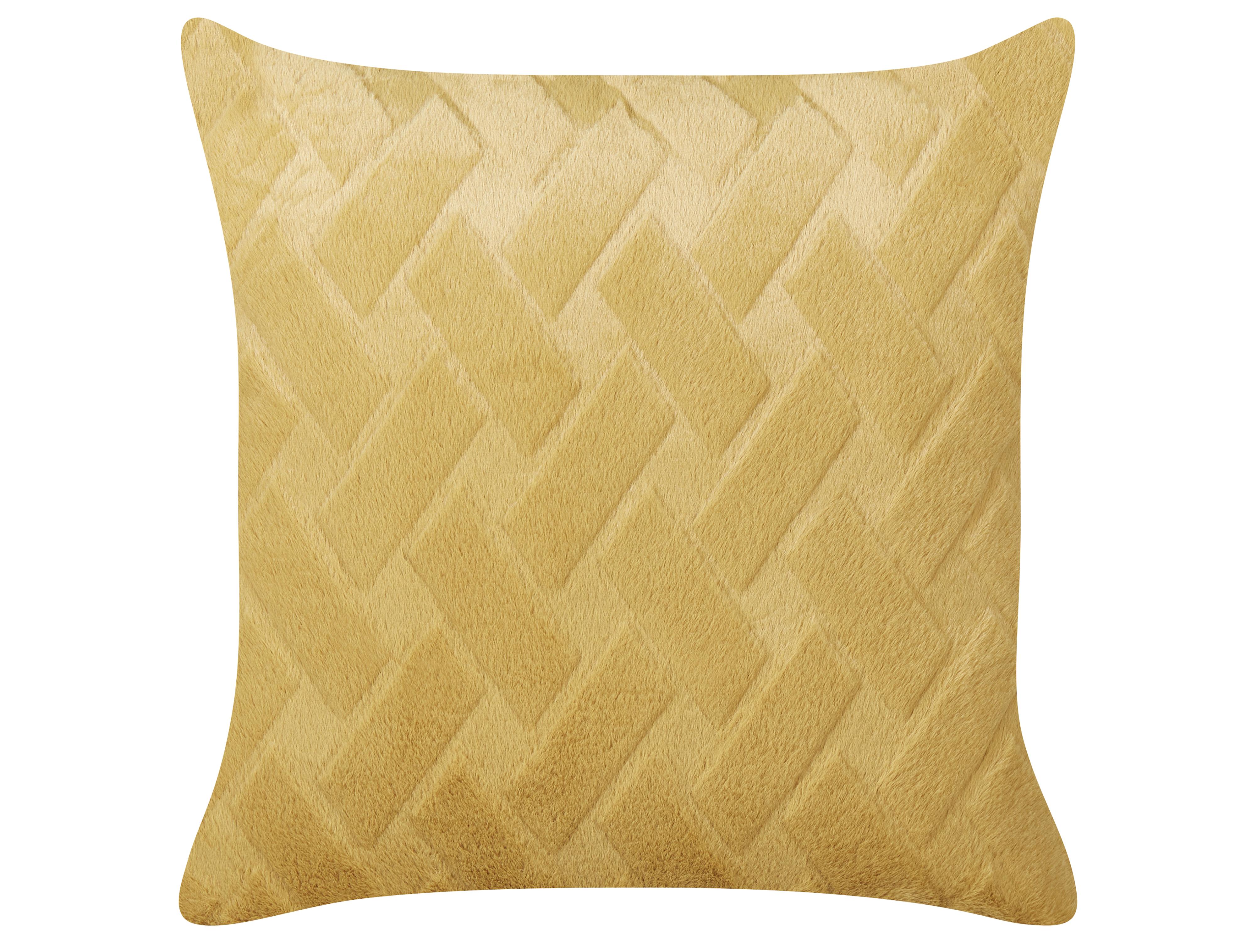 Set van 2 sierkussens SITAPUR Nepbont 45 x 45 cm Mosterdgeel effen