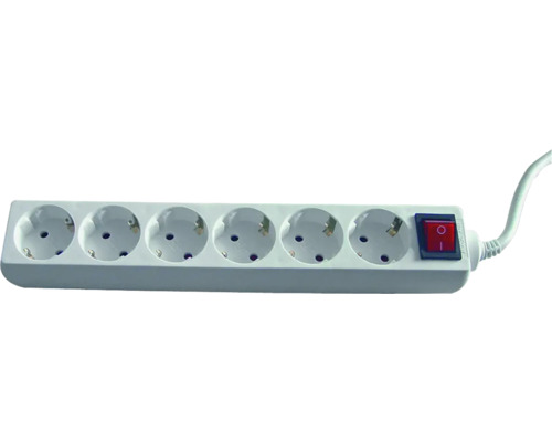6-voudige stekkerdoos met schakelaar, 3G1.5, wit, 1,4 m