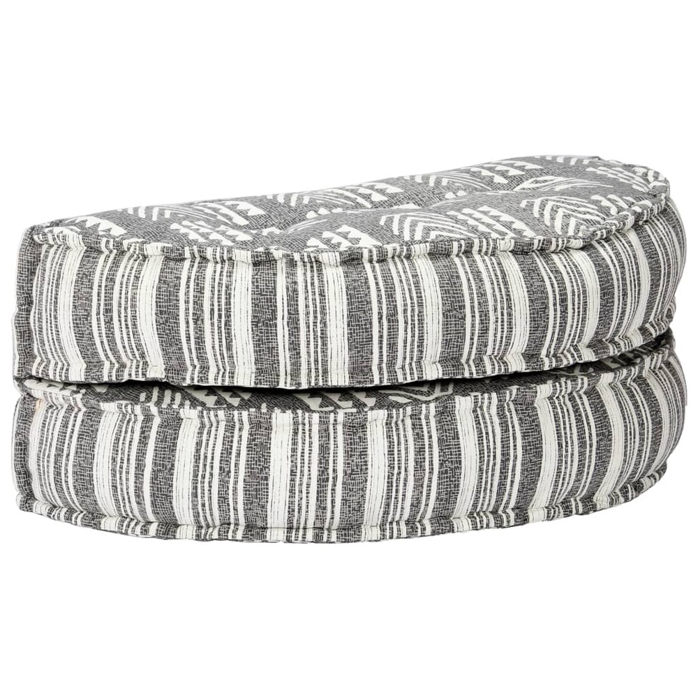 Pouf 100x20 cm gris rayé tissu