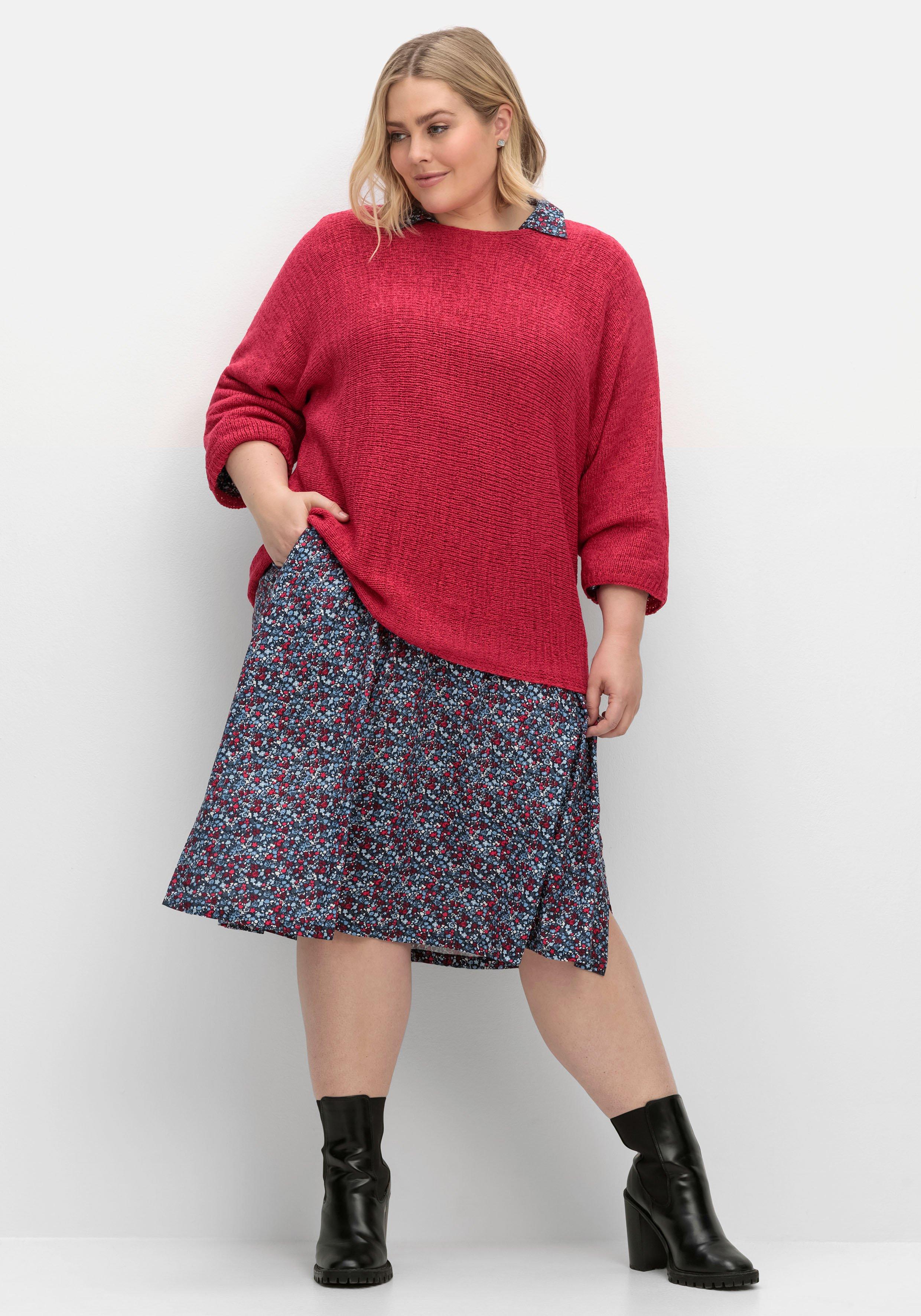 Oversized-Pullover mit 3/4-Arm, aus Bändchengarn