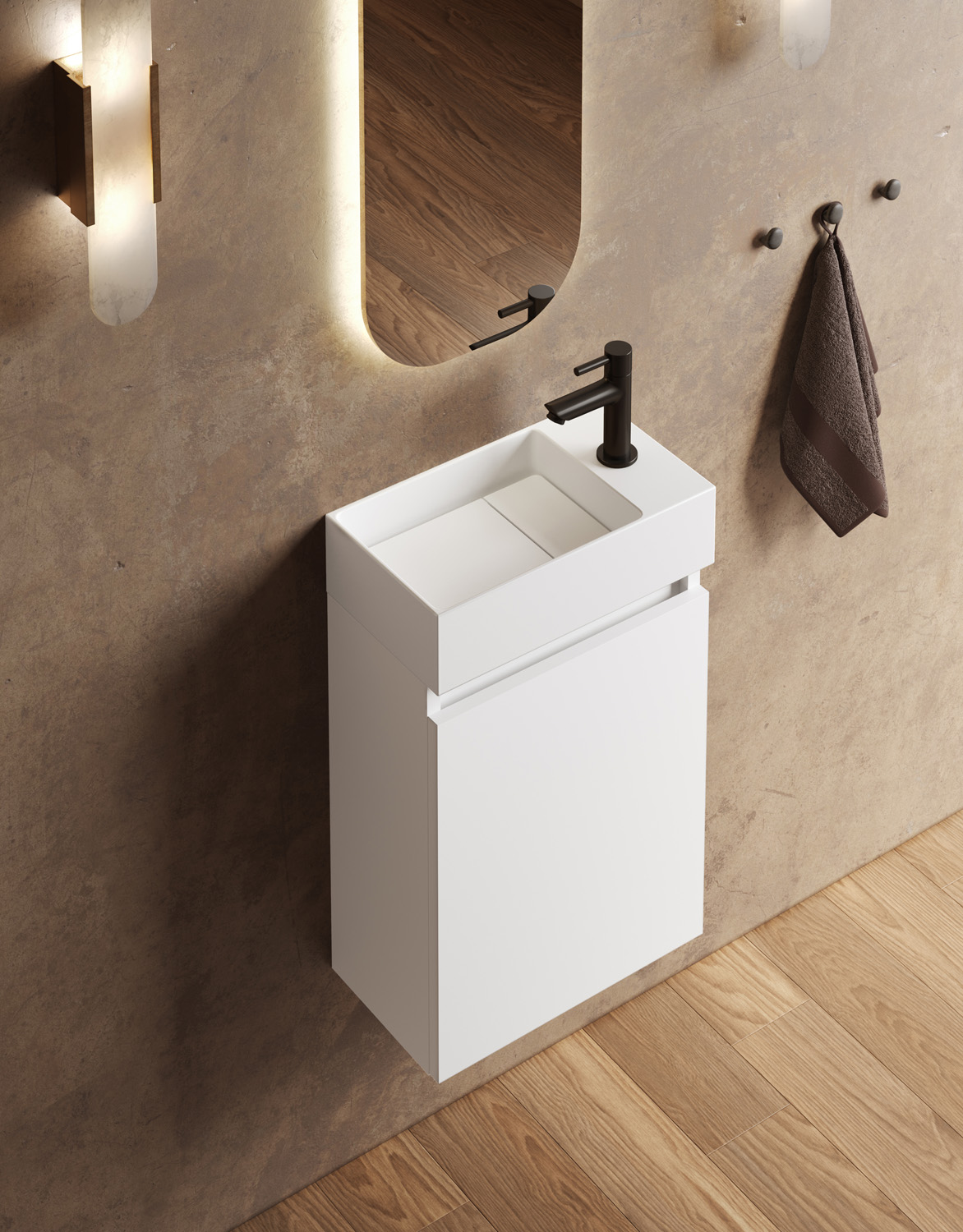 Fontana Itsie toiletmeubel mat wit 40cm met fontein in glans wit