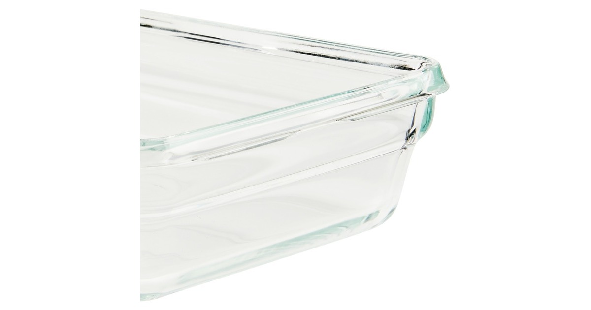 EmsaClip & Close Glazen vershoudbakje, 0,8 L doos  (Transparant/rood, vierkant)
