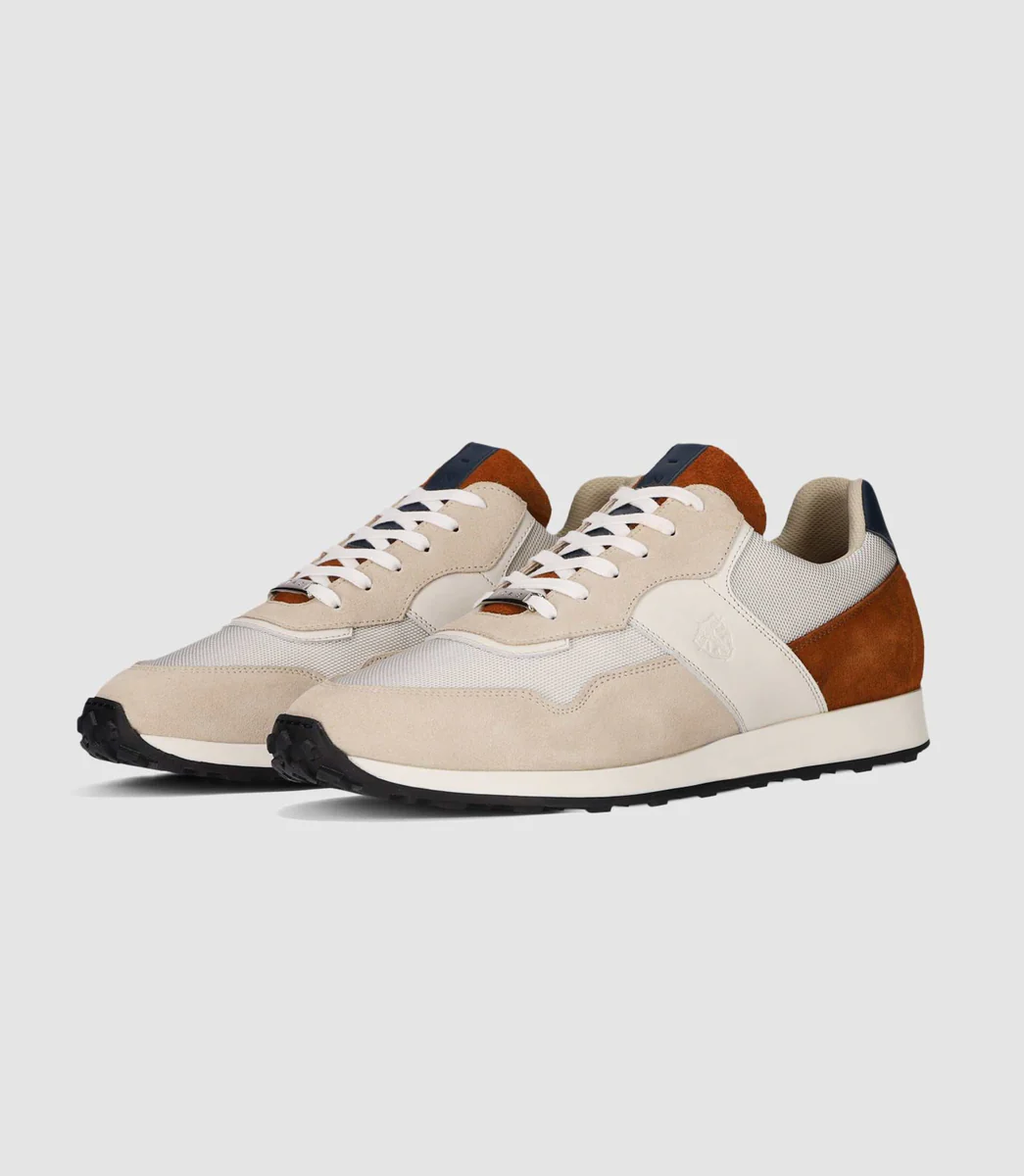 Sneakers beige camel et bleu ETHAN