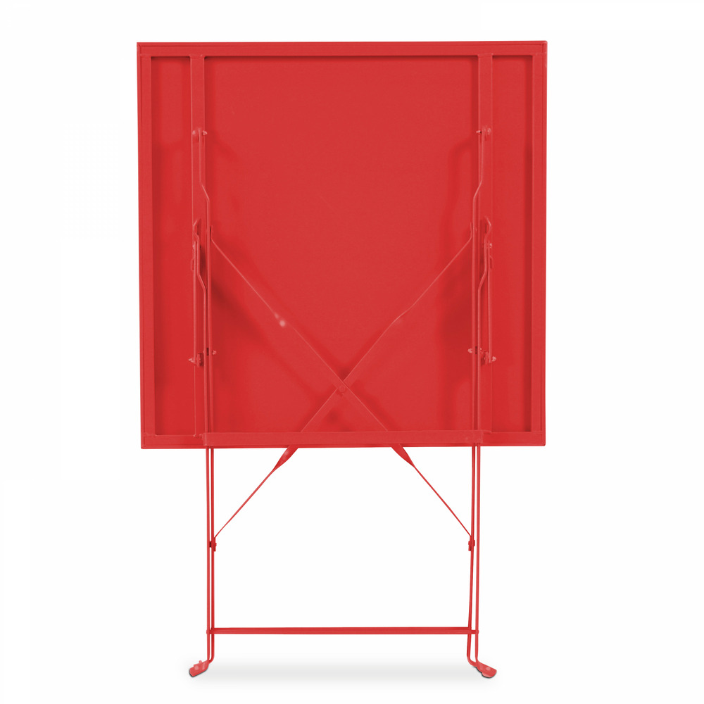 Table de jardin pliante bistrot en acier rouge