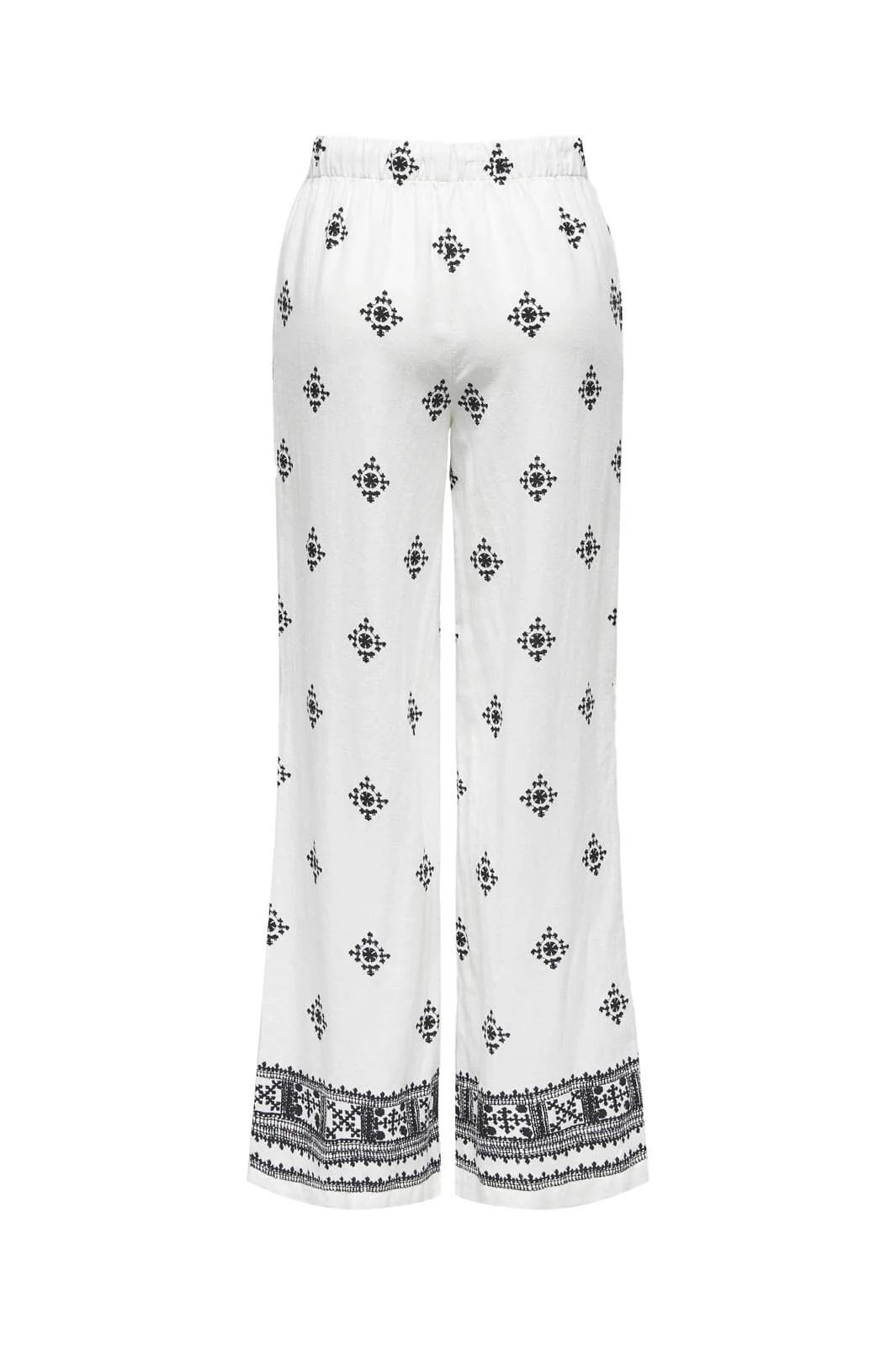 Only Onlcaro Linen Bl Pull-Up Pant Cc 4513191 cloud dancer black aop