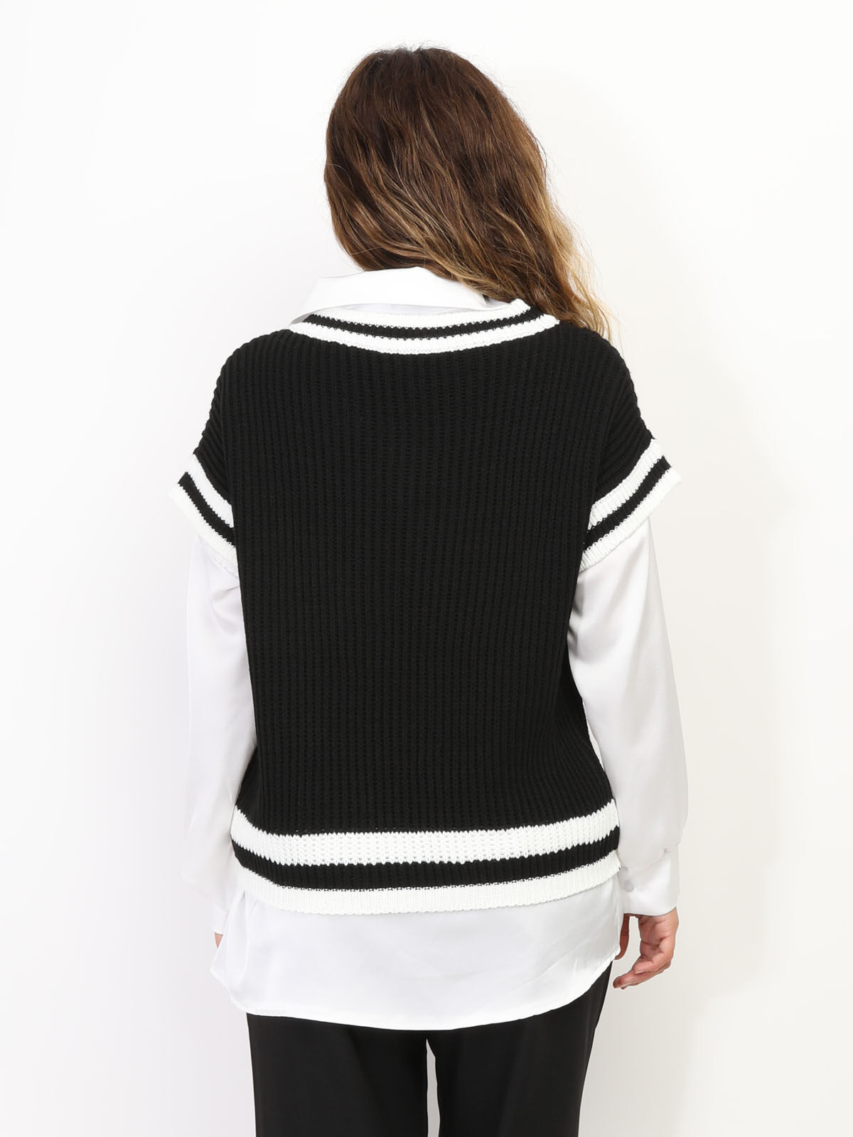 Pull universitaire manches courtes- Noir