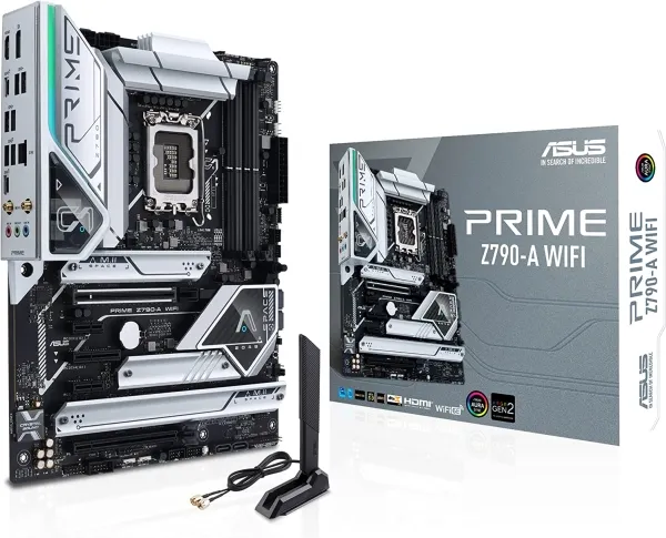 ASUS Prime Z790-A WIFI - Bundkort - ATX - LGA1700 sokkel - Z790 Chipset - USB-C 3.2 Gen 2x2, USB-C 3.2 Gen2, USB 3.2 Gen 1, USB 3.2 Gen 2 - 2.5 Gigabit LAN, Wi-Fi 6, Bluetooth - onboard grafik (CPU påkrævet) - HD Audio (8-kanaler)