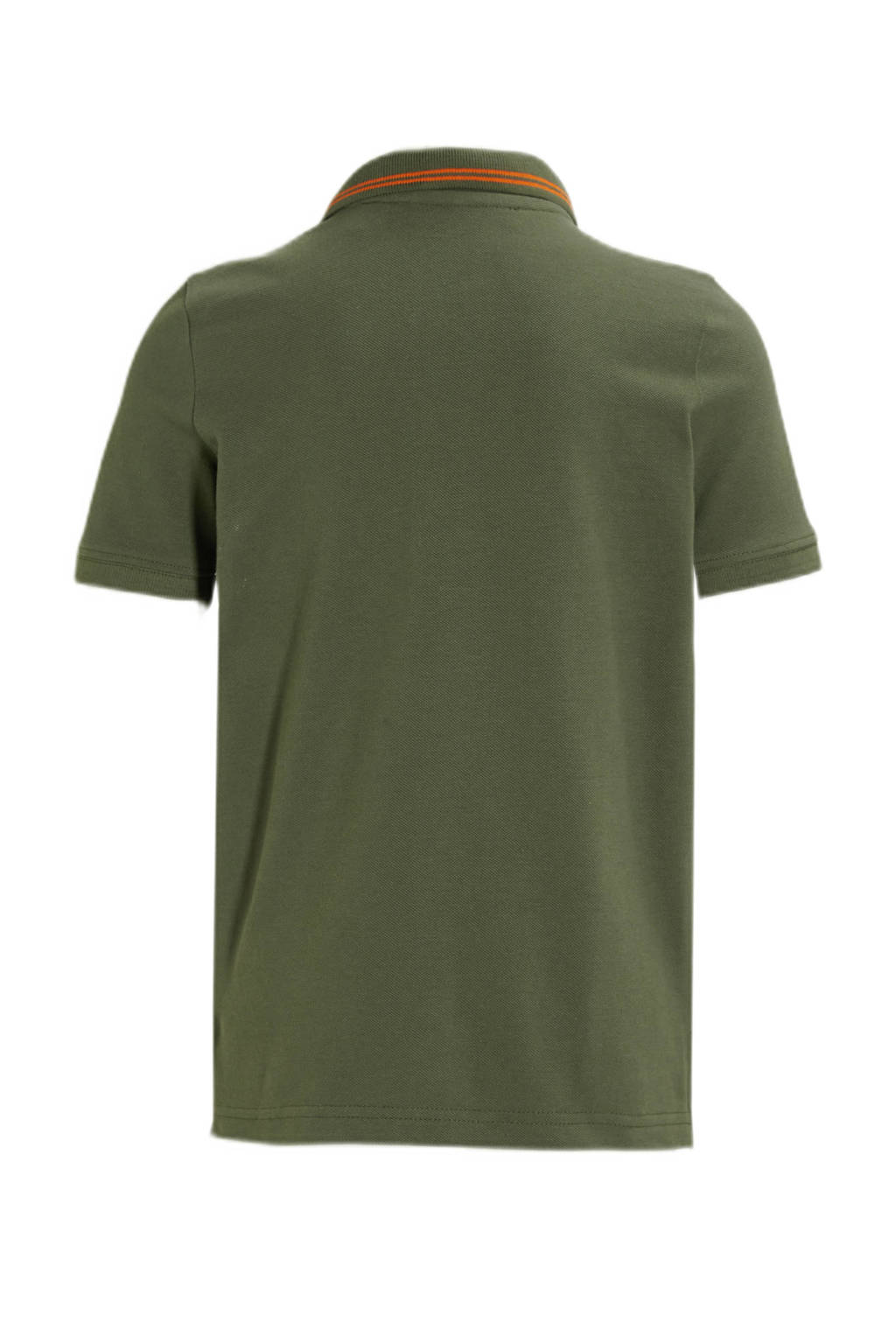 anytime piqué polo khaki/oranje
