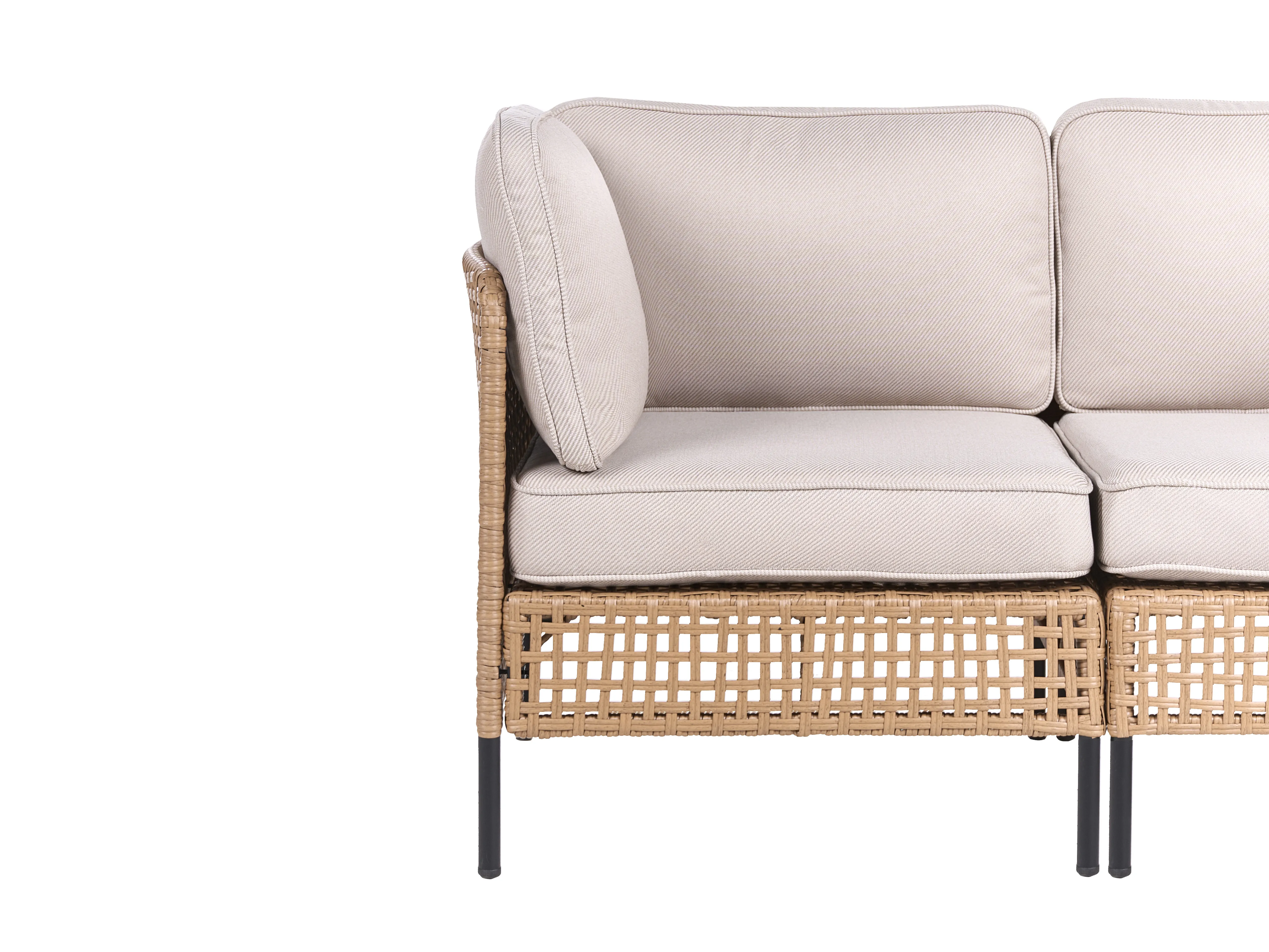 Tuinbank met tafel 2-zits OMEGANA PE rotan Lichtbeige