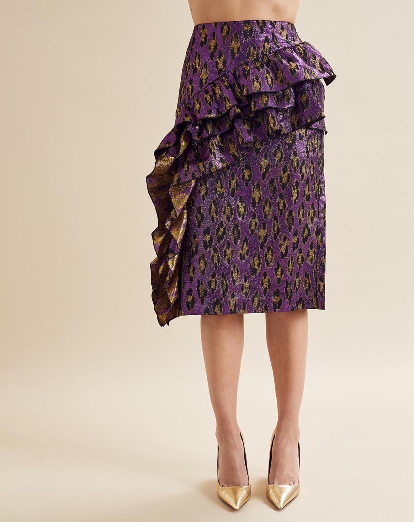 Chloé Stora Jupe brillante Lolita léopard violette