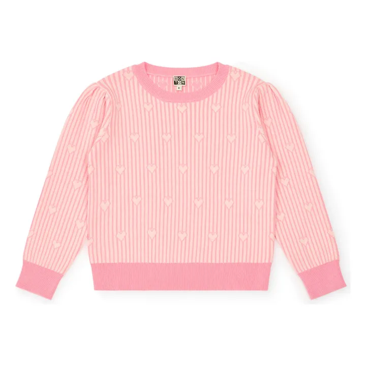 Bonton Pull Paula Cœurs | Rose pâle