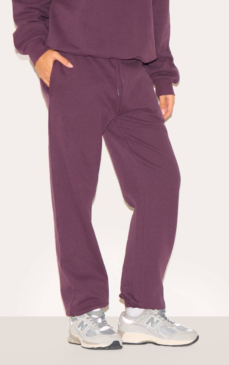 Dark Plum Joggers En Molleton Premium À Revers