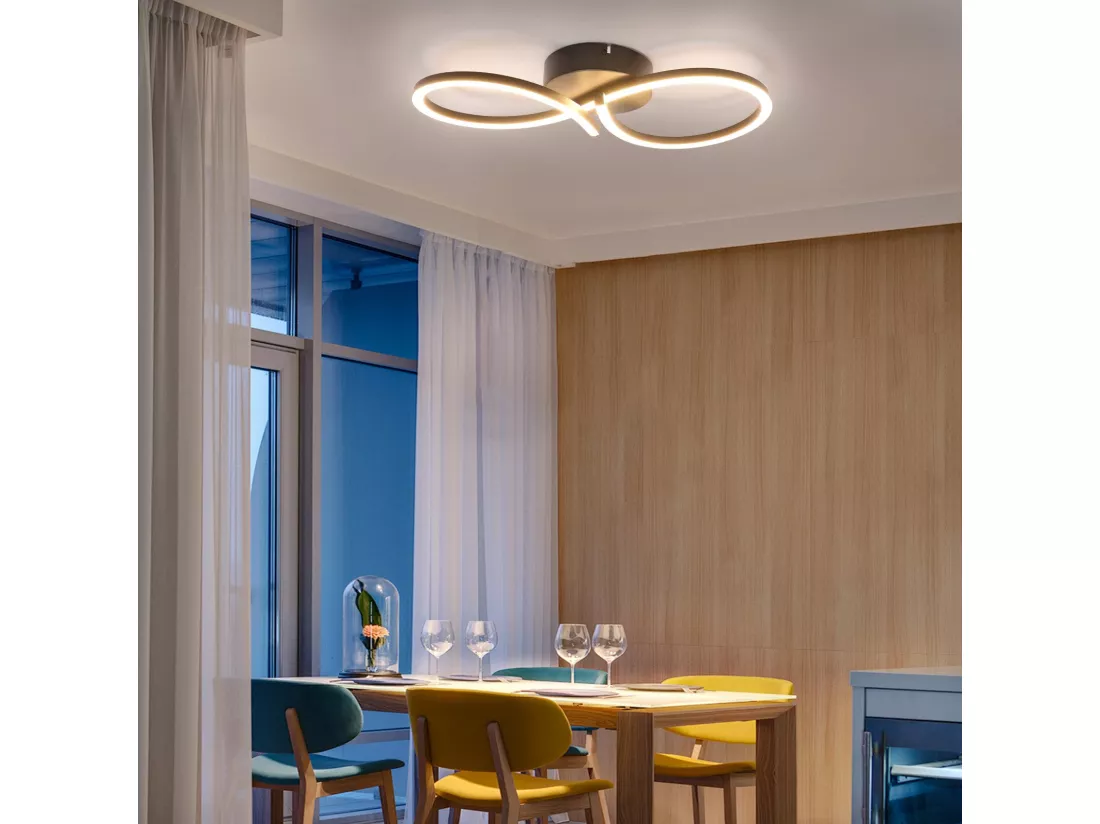 NETTLIFE Plafonnier LED Salon 24W Moderne Créatif Noir Lampe Cuisine 3000K Blanc Chaud