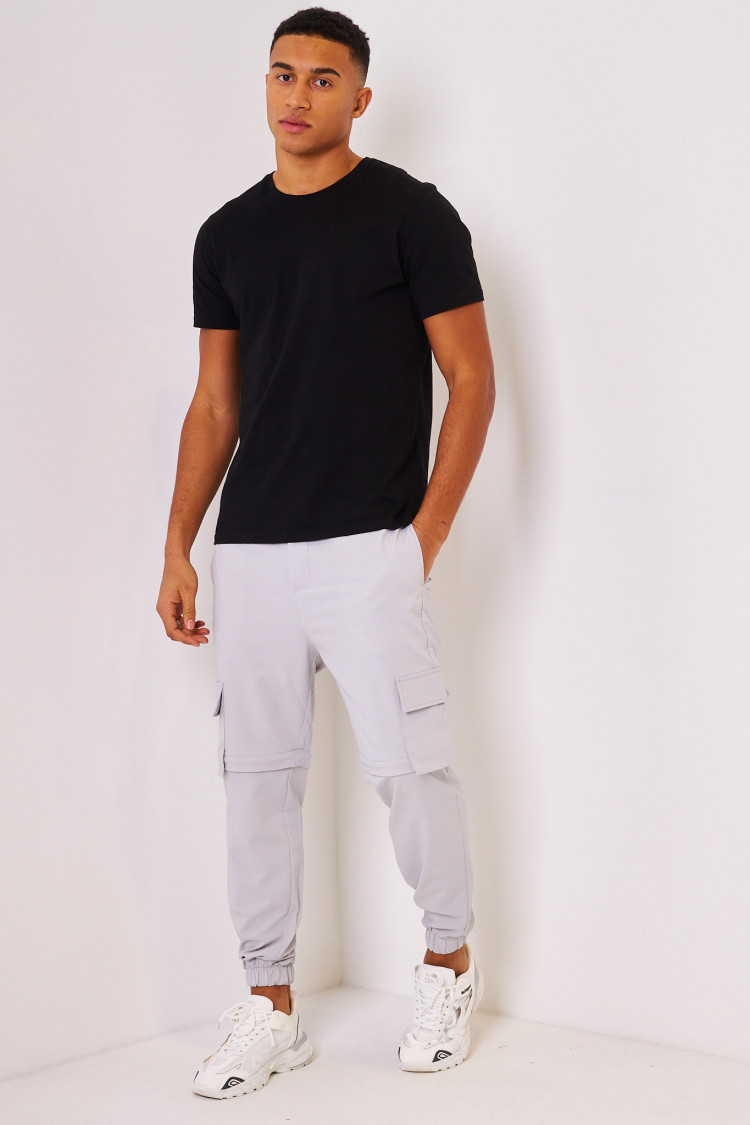Pantalon cargo gris uni