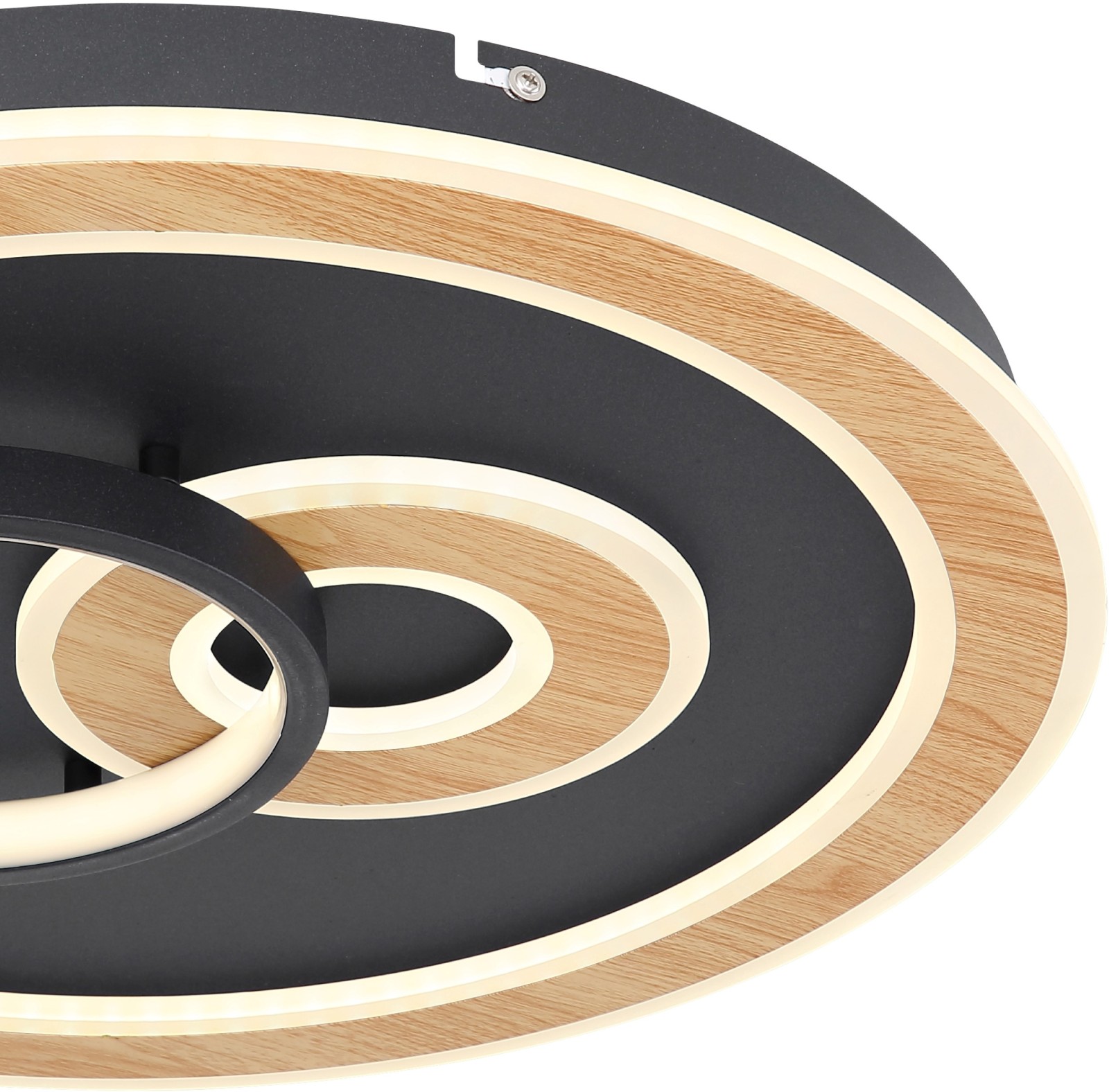 LED-Deckenlampe - schwarz-holzfarben - Ø 50 cm