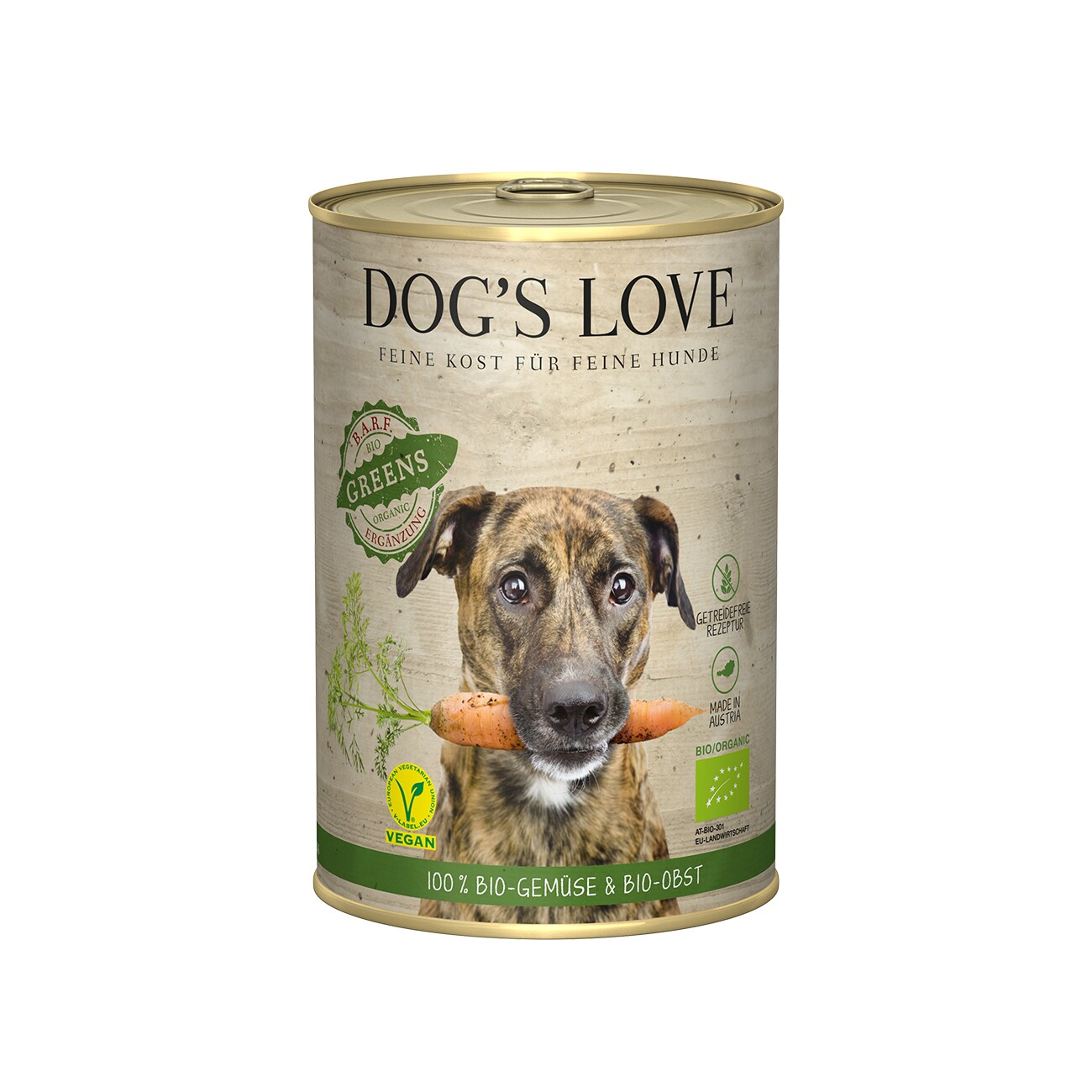 DOG'S LOVE Nassfutter Hund, Adult, Greens Bio, Obst und Gemüse 6x400 g