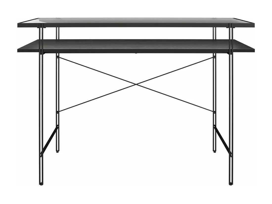 Wainwright | Bureau d'ordinateur en verre transparent et cadre en métal noir