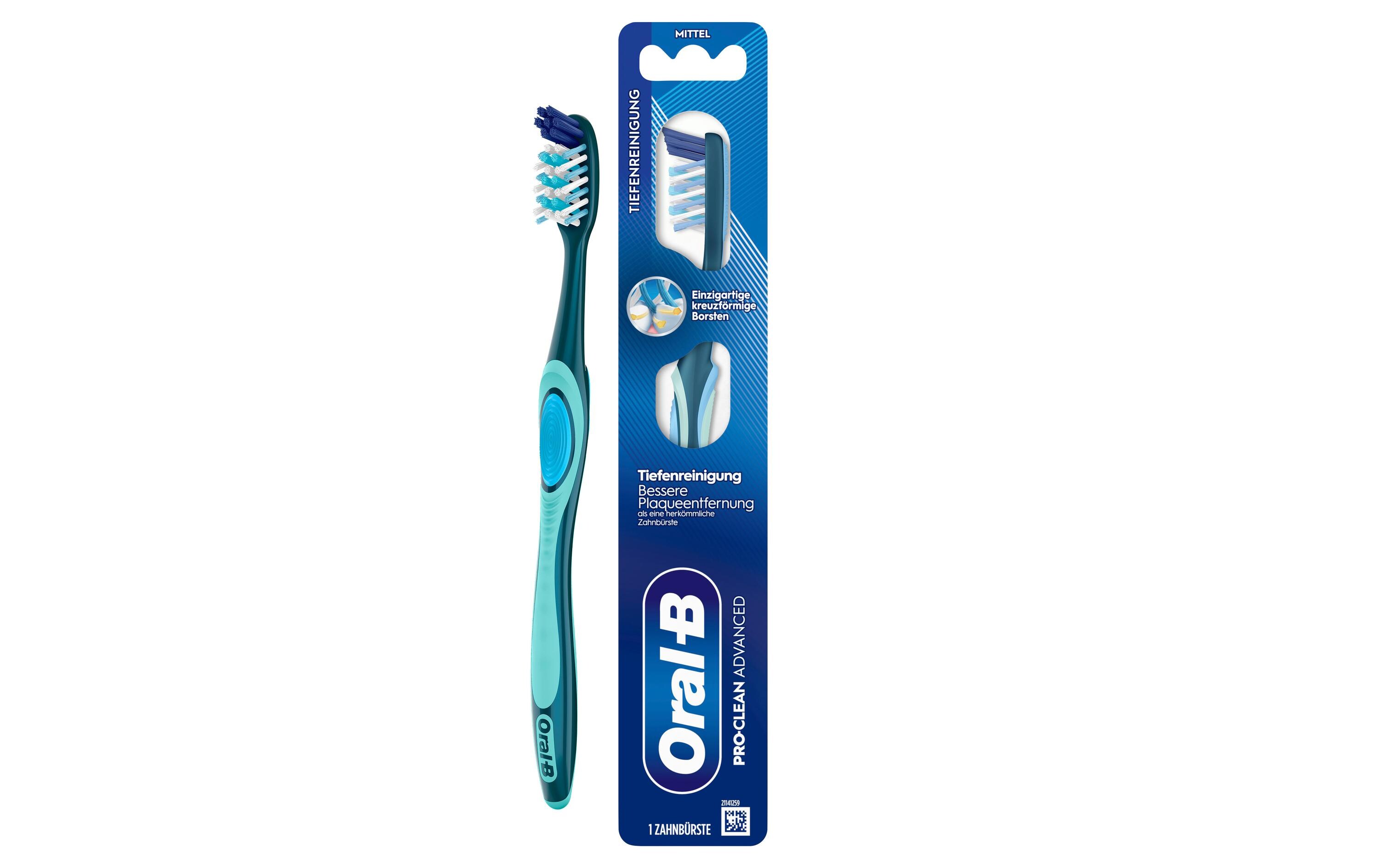 Handzahnbürste Pro-Clean Advanced 35 Medium BorstenZahnbürste mit vielseitiger Borstenstruktur und eingebautem Zungenreiniger